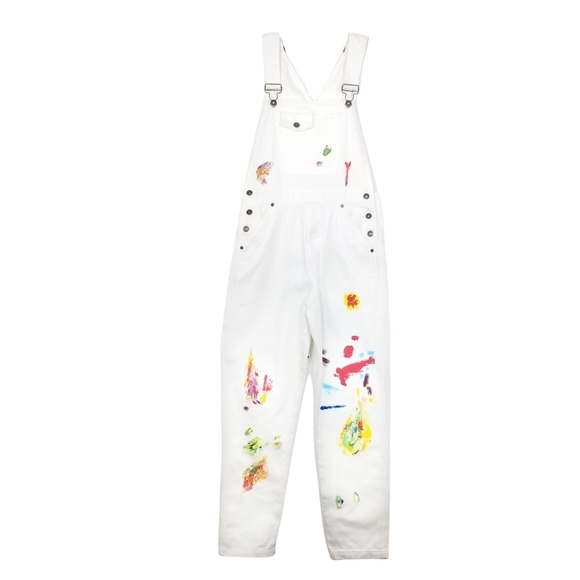 BY SAMMI RYAN & DESSIE JACKSON Artist Painted Studio Overalls in White Size S - Picture 4 of 7